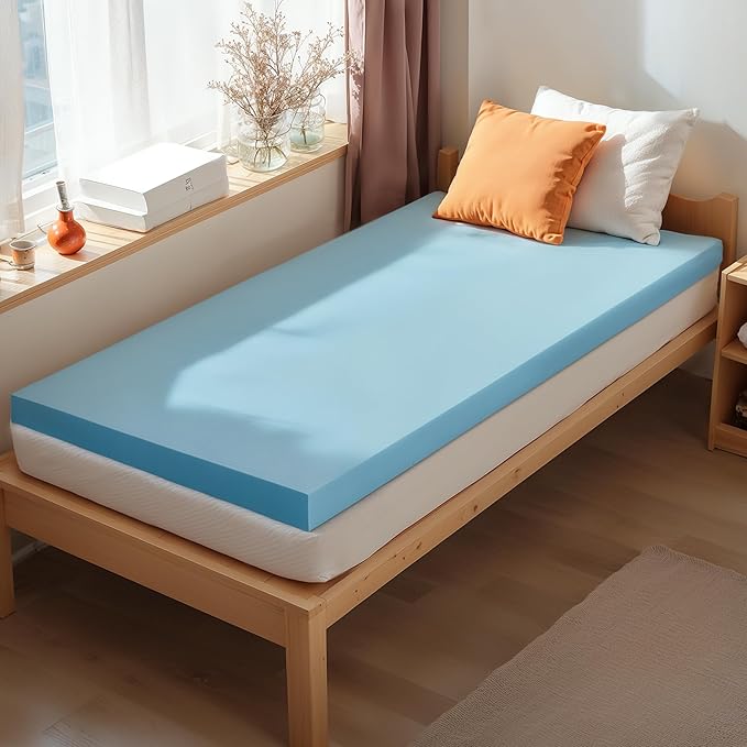 Subrtex Mattress Topper, Memory Foam Mattress Topper, Gel-Infused Memory Foam Topper for Side Stomach Sleepers, Breathable Bed Toppers for Sofa Bed (3 Inch, Twin)