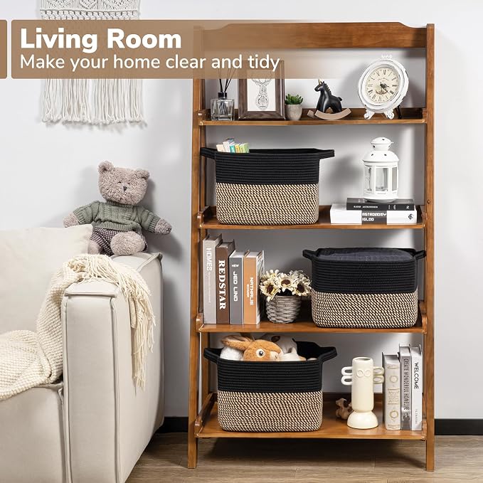 Goodpick Cube Storage Bins - Towel, Book, Cloth, Shoes, Closet Shelf Woven Baskets for Office, Baby Laundry, Toys, 13''x10''x9'' - Image 2
