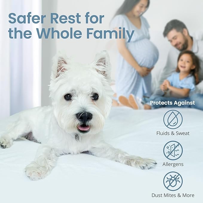 SafeRest Zippered Mattress Protector - Premium 12-15 Inch Waterproof Mattress Cover for Bed - Breathable, Noiseless Washable Mattress Encasement - Queen