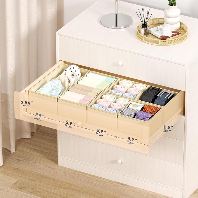 DIMJ Drawer Organizer Clothes Storage - 18 Pack Baby Dresser Organizer for Nursery, Foldable Drawer Dividers for Bedroom Closet Organization, Fabric Storage Bins for Socks, Underwears, Bras - Image 3