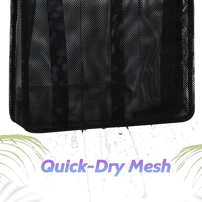 famichan Portable Mesh Shower Caddy, Gym Travel Camp Dorm Room Essentials for College Student Boy Girl, Bathroom Shower Bag - Black - Image 6