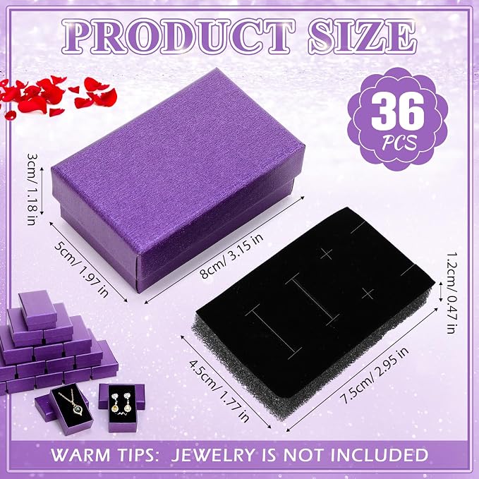 Batiyeer 36 Pcs Cardboard Jewelry Gift Boxes Jewelry Boxes Packaging Small Earring Gift Box with Lids for Necklace Ring Bracelet Party - Image 2