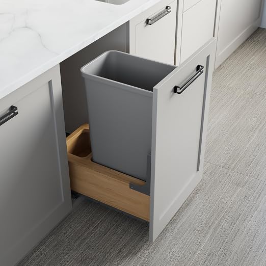 Dowell Single 50Qt Undermount Trash Pull-Out Waste Container with Full Extension Soft-Close Slides, Bottom Mounted, Face Frame/Frameless Min. Cabinet Opening: 12-1/2 Inch Wide-4008 0115 50 by DowellKitchenBath