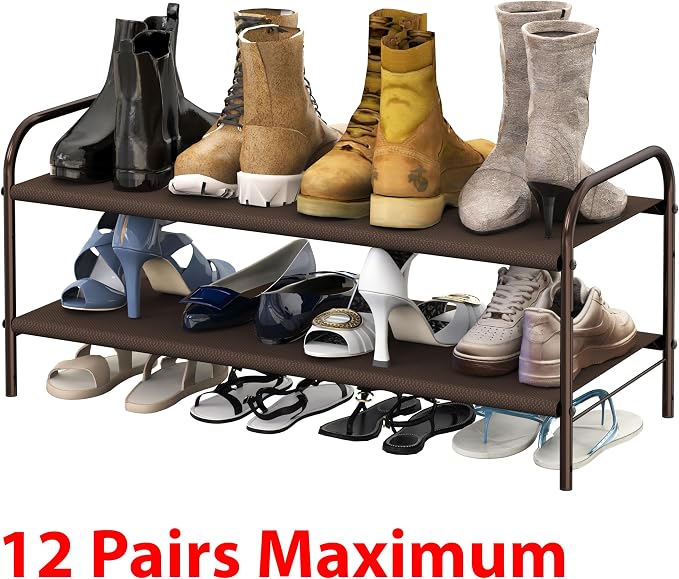 Simple Houseware 2-Tier Shoe Rack Storage Organizer, Bronze - Image 7