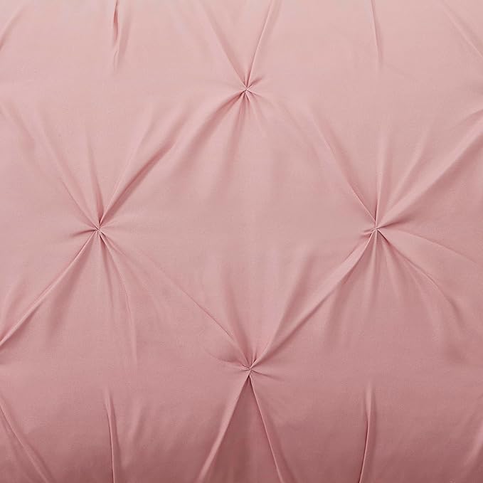 7 Piece Comforter Set Bed in a Bag Ombre Pintuck Design All Season Soft Down Alternative Bedding Comforter Set & Luxurious Matching Bed Sheets & Pillow Shams, Ombre Pintuck Blush, Queen