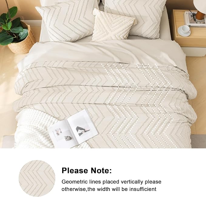 Litanika Oversized King Size Comforter Set with Sheets Beige - 7 Pieces Bed in a Bag Oversized King Boho Tufted Complete Bedding Sets with Comforter, Sheets, Pillowcases & Shams