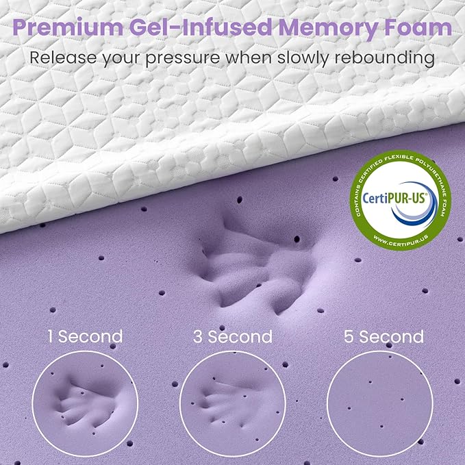 Firm King Size Mattress Topper, 3 Inch Gel Memory Foam, Dual Firmness High Density Cooling Foam Bed Pad with Removable Bamboo Cover for Back or Hip Pain, Pressure Relieve, 365-Night Trial, CertiPUR-US