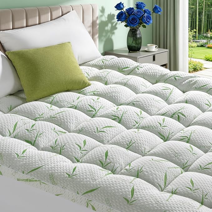 3 Inch Mattress Topper - Viscose Made from Bambu,Cooling Soft Pillow Top Mattress Pad Cover for Back Pain,Mattress Protector with 8-21 Inch Deep Pocket (King,78"x80")