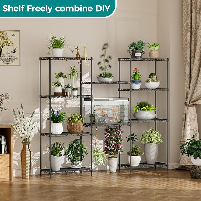 SINGAYE Shelf Wire Shelving Adjustable Storage Shelves Rack Standing Units for Kitchen Closet Laundry Bathroom Organizers Metal Pantry Narrow Mesh Gaps 12" D x 22" W x 59" H Black - Image 6