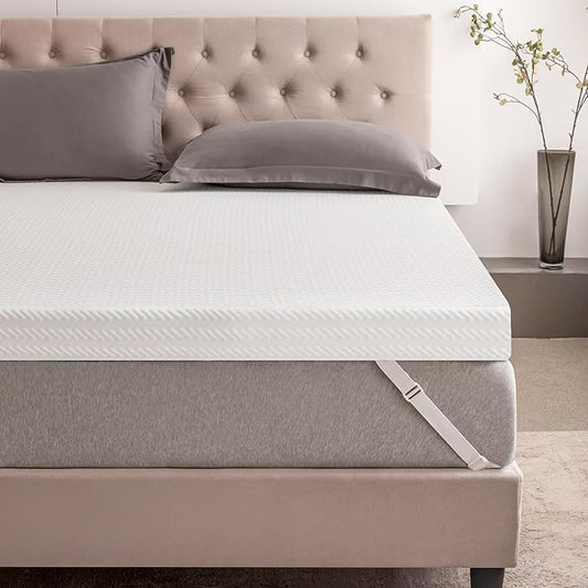 3 Inch Plush Queen Gel Memory Foam Mattress Topper, Cooling Bed Topper with Removable Cover, Soft & Pain Relief & Breathable, CertiPUR-US & Oeko-Tex Certified