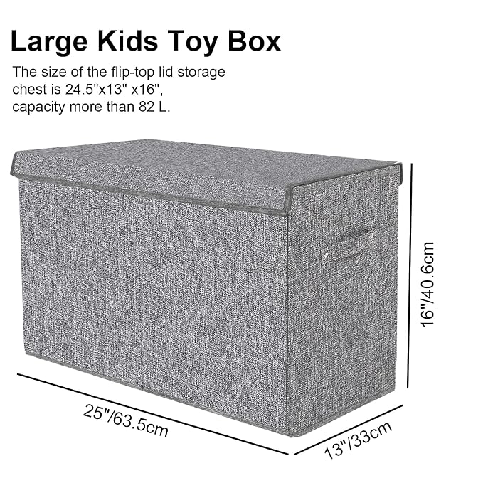 VERONLY Collapsible Toy Storage Bin with Lid, 82L Large Capacity - Gray Neutral Space-Saving Organizer for Playroom, Bedroom & Nursery, Foldable Design - Image 3