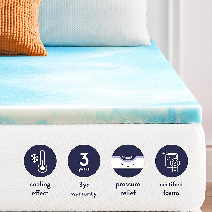 Best Price Mattress 1.5 Inch Swirl Gel AeroBreeze Cooling Air Flow Memory Foam Mattress Topper, Dorm Essentials, Queen
