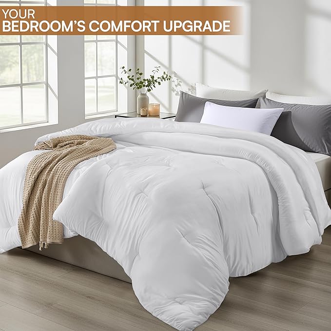 Utopia Bedding Comforters Twin Size, All Season Duvet Insert, Down Alternative Twin Comforter with Corner Tabs, Machine Washable Bed Comforter 64 x 88 Inches (White)
