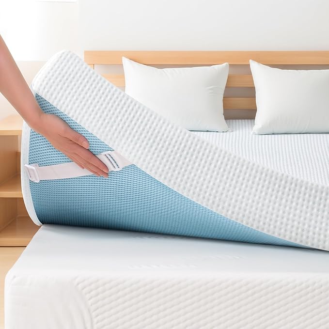 Subrtex Memory Foam Mattress Topper, 4 Inch Cal King Gel-Infused Memory Foam Topper, High Density Cooling Bed Topper Pad with Breathable Removable Fitted Cover CertiPUR-US Certified