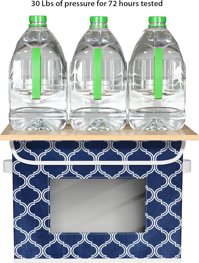 Univivi Fabric Foldable Storage Boxes [4-Pack] Large Collapsible Stackable Storage Bins with Lids, Closet Organizers and Storage Cube Basket for Home, Office, Bedroom (Blue Lantern, 17”x 12” x 12”) - Image 3