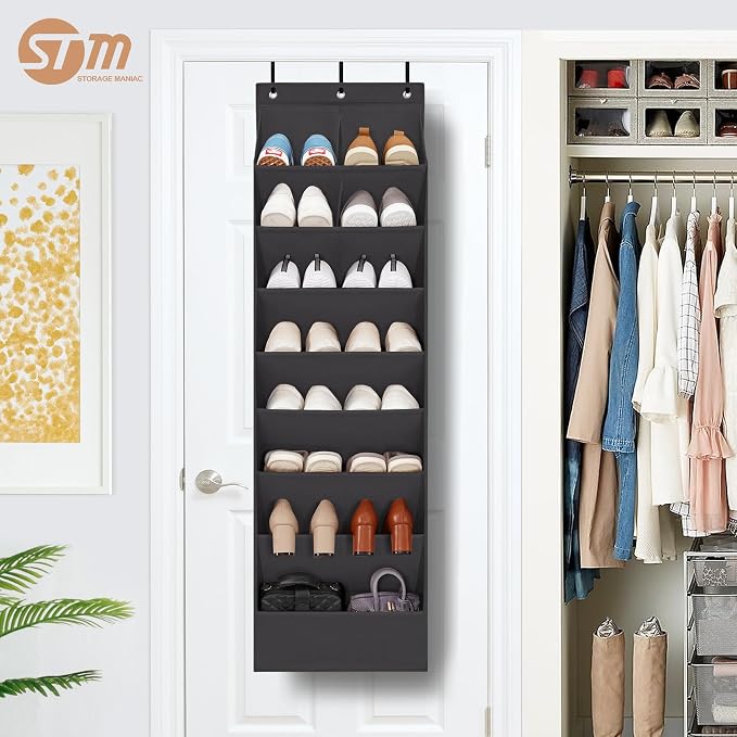 STORAGE MANIAC Over the Door Shoe Organizer Heavy-Duty Large Deep Pocket Hanging Shoe Organizer Shoe Rack Door Closet Shoe Organizer for Wall, Dorm & Narrow Door Storage Shoe Holder Black, 1 Pack - Image 9