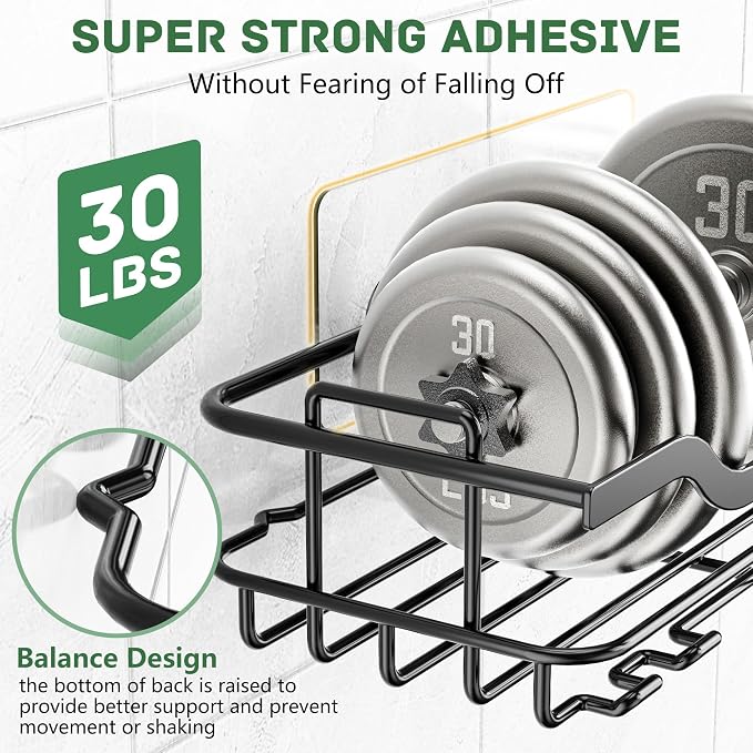 OMAIRA 3-Pack Shower Caddy with Soap Holder, Adhesive Rustproof No-drill Strudy Loading Inside Shower Organizer Shelves Rack Storage Bathroom Organization for Smooth Wall Glass Tile (Large) - Image 3