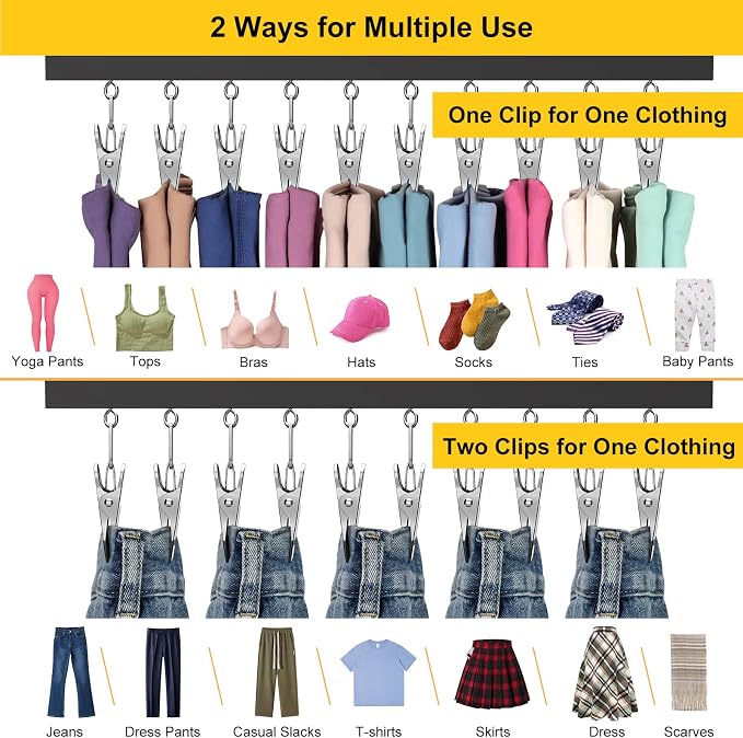Legging Organizer for Closet, Pants Hangers with Clips Holds 20 Leggings, Jeans, Hats, Shorts, Socks, 360° Rotating Space Saving Hanging Clothes Organizer for Closet Organizers and Storage 4Pcs - Image 4