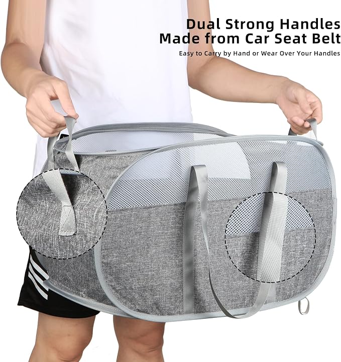 100L Collapsible Laundry Baskets, Tear Proof Pop Up Laundry Hamper with Dual Handles, Large Foldable Laundry Basket, Easy to Carry Laundry Hamper for Home, Laundry Room, Bedroom, Dorm, Travel Grey - Image 7