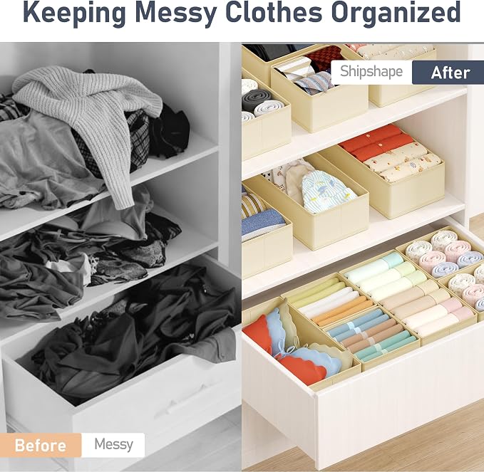 DIMJ Drawer Organizer Clothes Storage - 18 Pack Baby Dresser Organizer for Nursery, Foldable Drawer Dividers for Bedroom Closet Organization, Fabric Storage Bins for Socks, Underwears, Bras - Image 4