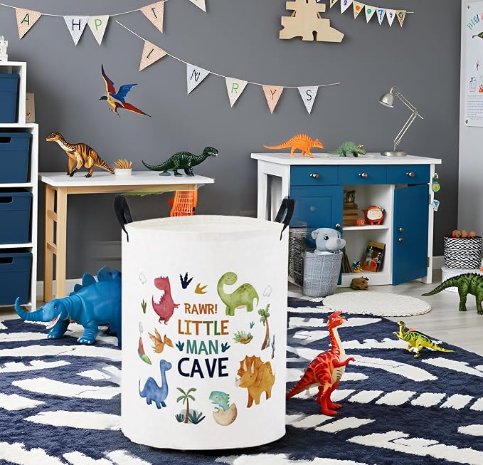 Baby Laundry Basket Baby Nursery Hamper Kids Laundry Basket Toy Storage Bin for Boys Room Decor Gift Baskets for Bedroom Bathroom(Dinosaur) - Image 2