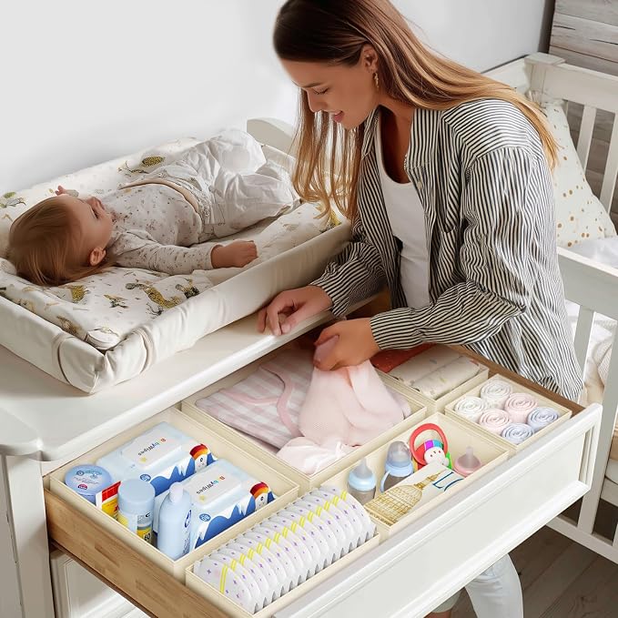 DIMJ Drawer Organizer Clothes - 20 Pack Closet Drawer Organizer Bins for Baby Clothes Storage, Fabric Dresser Organizer for Nursery Bedroom, Foldable Small Drawer Dividers for Underwear Socks - Image 3