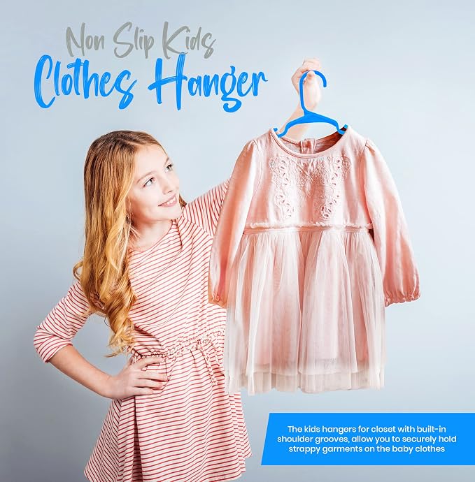 Utopia Home 20 Pack Kids Hangers - 11.5 Inch Plastic Baby Hangers for Closet - Childrens Hanger for Clothes & Infant Hanger for Closet - (Blue) - Image 6