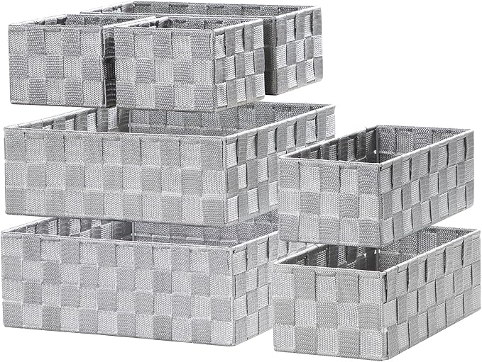 Posprica Small Baskets for Organizing(7 Set) Woven Storage for Shelves, Bathroom, Decorative Closet Organizer, Dresser Bins, Shelf by Posprica