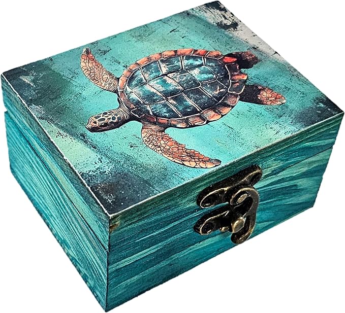 RK Collections Nautical Sea Turtle Keepsake Box | Home Décor, Gifts for Beach, Sea, Ocean Animal, Turtle Lovers | Jewelry Storage Box for Girls, Women (3TS1) by RK+Collections