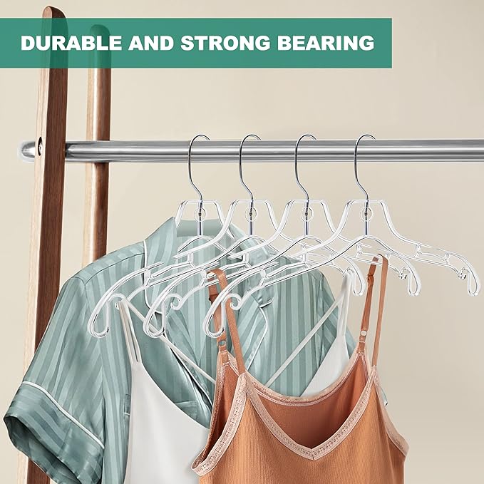 Quality Clear Hangers 12 Pack - Crystal Hangers for Clothes - Durable Plastic Hanger Set - Invisible Dress for Suits - Heavy Duty - Nonslip Coat and Shirt - Image 3