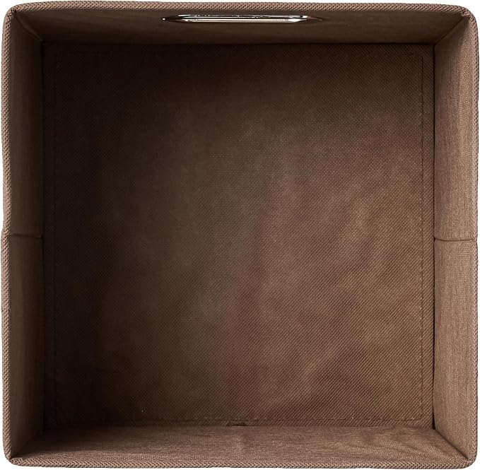 Amazon Basics Collapsible Fabric Storage Bins with Handle, Sturdy Space-Saving Cube Organizer, 10.5" x 10.5" x 11", Taupe, 6-Pack - Image 3