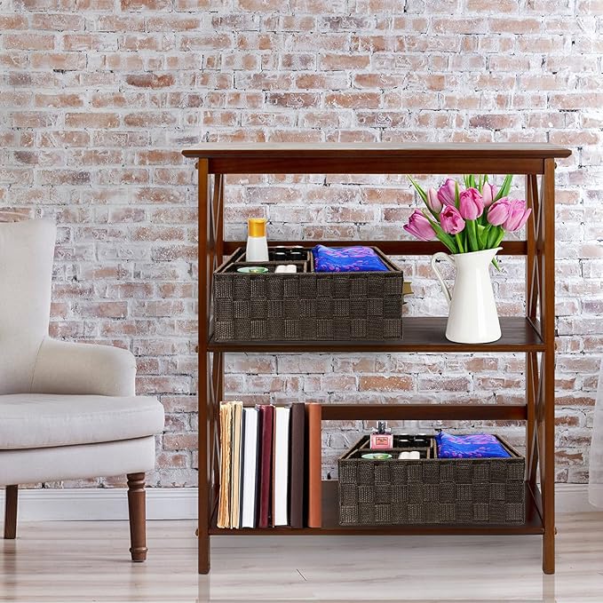 Posprica Woven Storage Baskets for Organizing, Small Baskets Cube Bin Container Tote Organizer Divider for Drawer, Closet, Shelf, Dresser, Set of 4(Brown) - Image 8