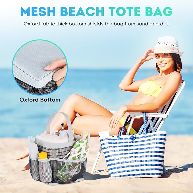 EUDELE 2 Pack Mesh Shower Caddy Portable for College Dorm Room Essentials, Shower Caddy Dorm with 8-Pocket Large Capacity,Shower Bag for Beach,Swimming,Gym - Image 5