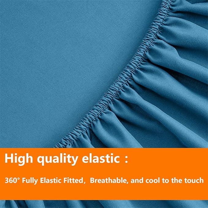 TAIMIT Teal King Comforter Set - 7 Pieces, Bed in a Bag Bedding Sets with All Season Soft Quilted Warm Fluffy Comforter,Flat Sheet,Fitted Sheet,2 Pillow Shams,2 Pillowcases
