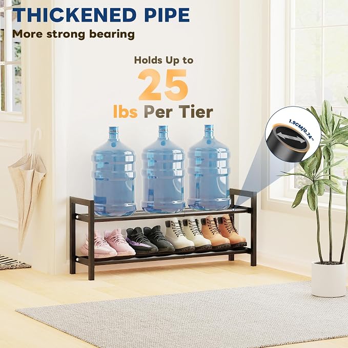 Mavivegue Expandable Shoe Rack, 2-Tier Adjustable Shoe Organizer, Shoe Shelf for Closet, Entryway, Front Door - Image 5