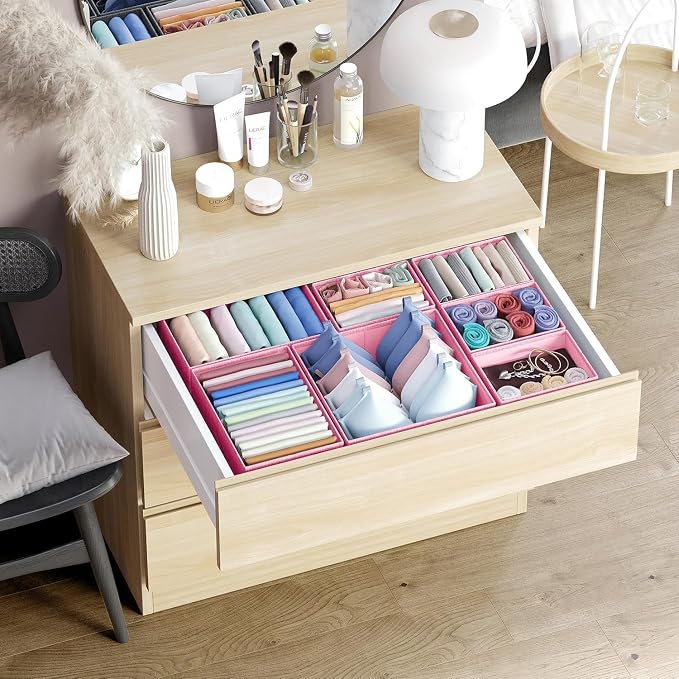 Drawer Organizer Clothes Set of 12 Pink - Dresser Organizer For Nursery, Bedroom, Closet - Perfect Baby Clothes Organizer and Storage & General Nursery Organization or Dresser Drawer Organizers - Image 5
