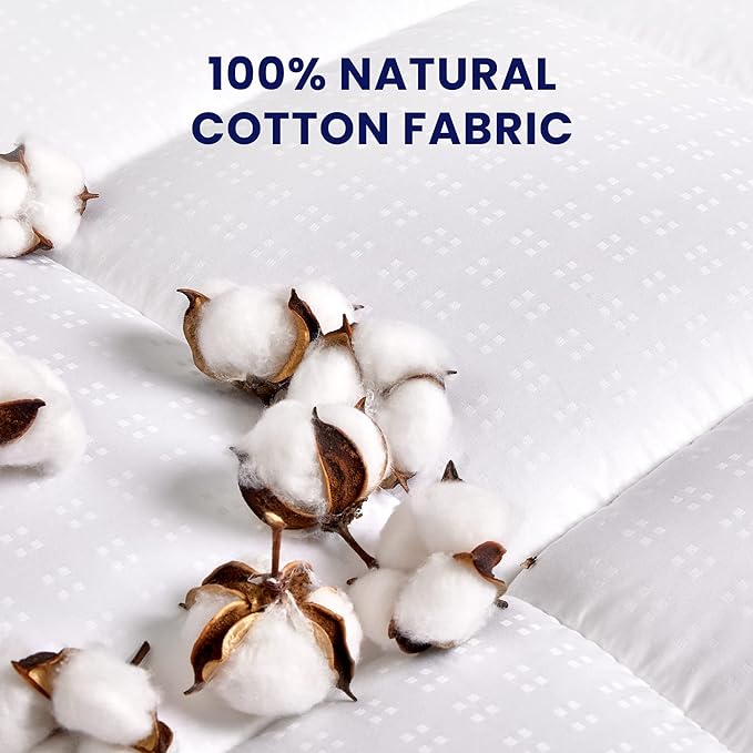 SLEEP ZONE Twin Cotton Mattress Pad, Soft Fluffy Pillowtop Thick Mattress Topper, Machine Washable Mattress Cover Fits 8-21 inch Deep Pocket, Twin