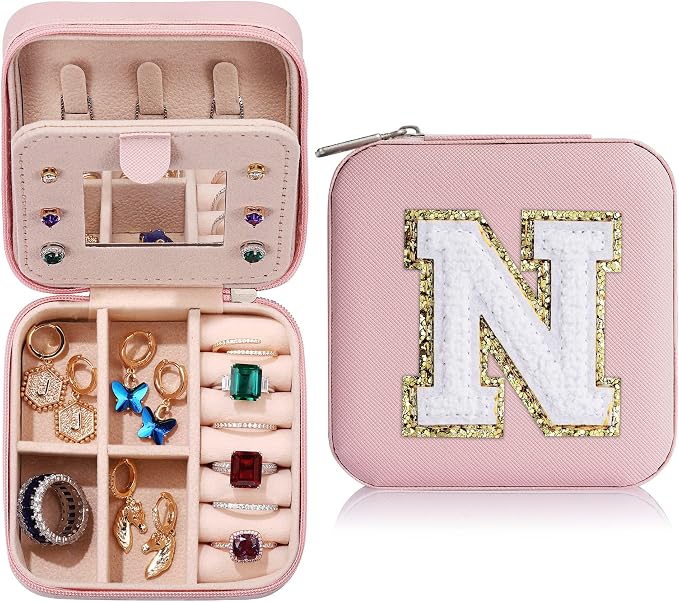 Parima Small Initial Jewelry Box for Girls - Travel Organizer Case With Letter O, Pink by PARIMA