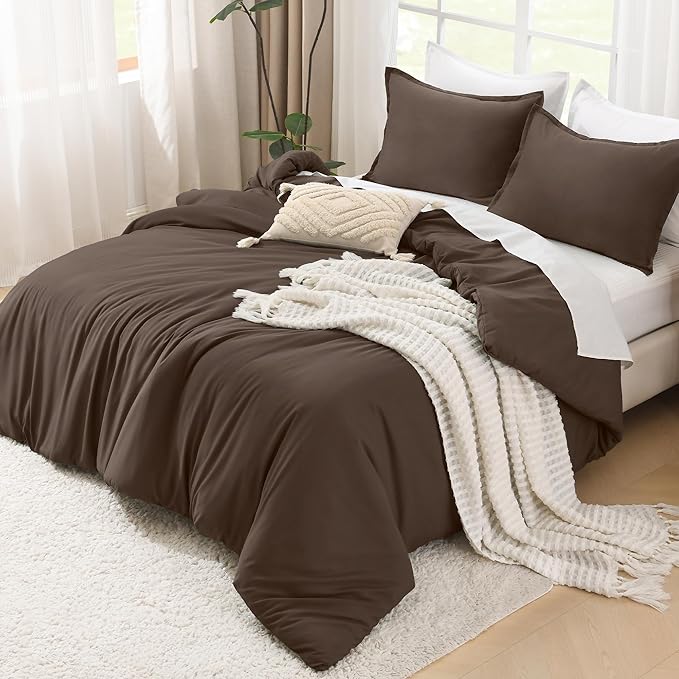 Litanika Comforters Twin/Twin XL Size Chocolate, 2 Pieces Lightweight Solid Bedding Set & Collections, All Season Fluffy Bed Set (66x90 Inches Comforter & 1 Pillowcase)