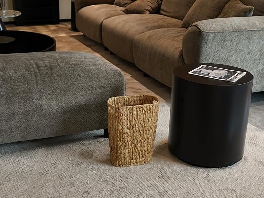 Coeusy Wicker Trash Can,Bathroom Trash Can,Water Hyacinth Wicker Waste Basket for Bathroom,Handwoven Narrow Small Waste Basket for Bedroom,Office,5 Gallon - Image 9