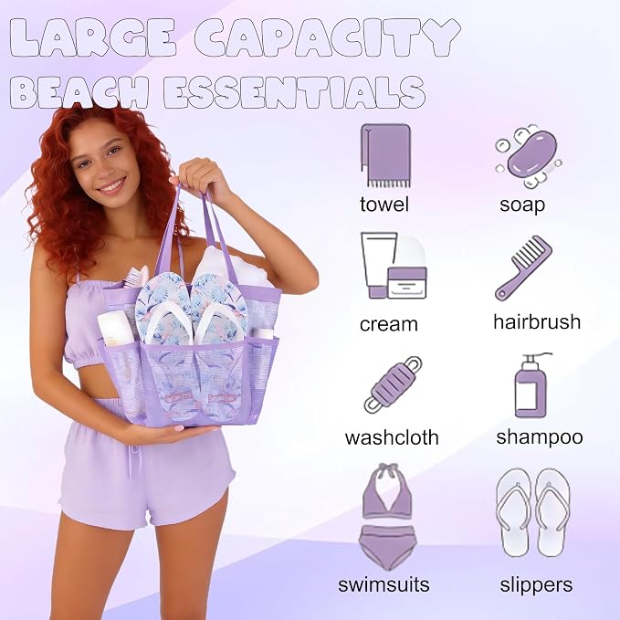 Attmu Mesh Shower Caddy Portable, Quick Dry Hanging Shower Tote Bag for College Dorm Room Essentials, Large Capacity Caddy Dorm for Bathroom Gym Swimming - Image 6