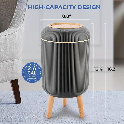 Pukomc Smart Sensor Wastebasket, Convenient and Hygienic Easy to Use, Technology Sensor Waterproof Wastebasket Plastic Trash can for Kitchen, Bathroom, Bedroom, Living Room, Office and Outdoor Black - Image 7