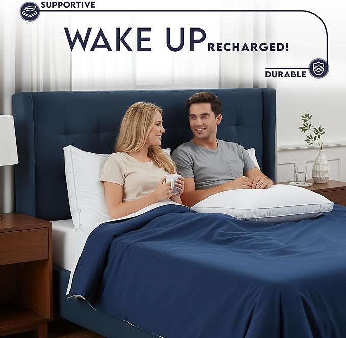 Utopia Bedding Bed Pillows for Sleeping Standard Size (White), Set of 2, Soft & Fluffy Pillow with Down Alternative Filling, Cooling, Hotel Quality, Gusseted Pillow for Back, Stomach or Side Sleepers