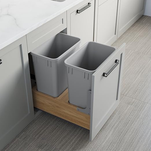 Dowell 35Qt Wastebasket Trash Container, 9Gal, Plastic, Stackable, for Kitchen/Bathroom/Office, Fits Under Sink/Desk - Grey (1, 35 QT) - Image 4