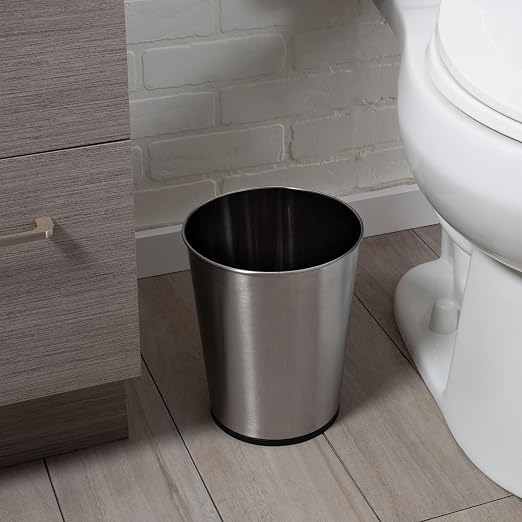 Bath Bliss 5 Liter Small Wastebasket | 2 Pack | Round Open Top | Trash Can | Bathroom | Bedroom | Kitchen | Office | Dorm | Disposal Waste Bin | Garbage | Stainless Steel - Image 6