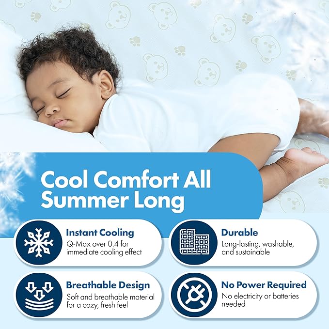 GML Teddy Summer Cooling Crib Mattress Pad – Waterproof Baby Mattress Protector for Toddler Bed – Soft, Breathable, Washable Mat – Q-Max Cooling Fiber for Better Sleep, Made in Korea - Medium, 39.4x59