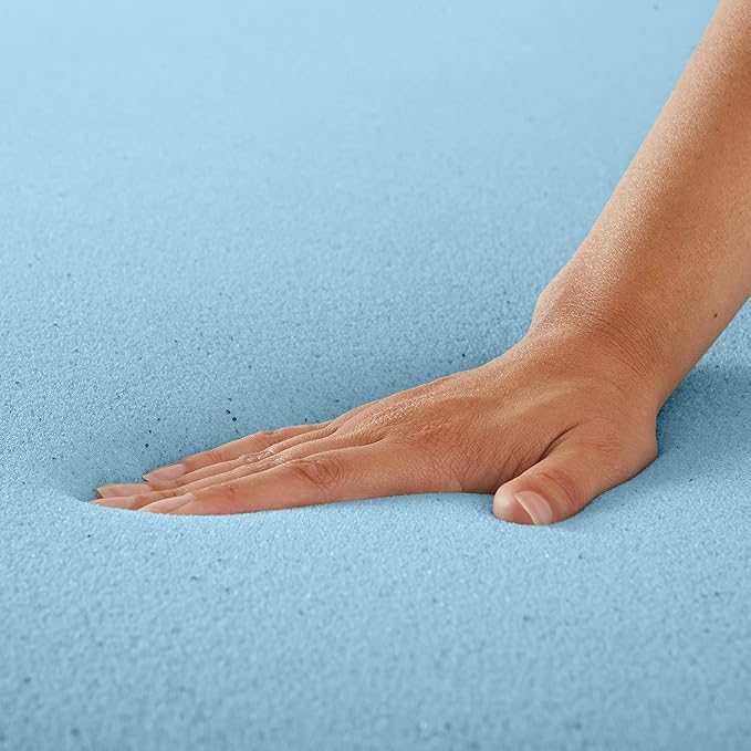Amazon Basics Cooling Gel-Infused Memory Foam Queen Mattress Topper, CertiPUR-US Certified, 2 Inches, Blue