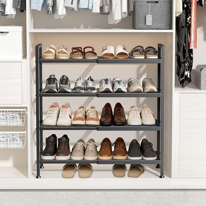 4 Tier Shoe Rack, Expandable Shoe Rack for Closet, Adjustable Shoe Organizer for Entryway, Shoe Storage Organizer for Door Entrance, Garage, Bedroom - Image 2