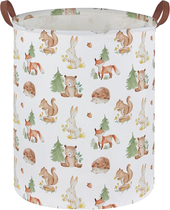 Kids Laundry Basket Animal Hamper for Nursery Woodland Hamper Cute Kids Storage Bin Organizer Room Decor for Home(Tree animal) by DDBASKET
