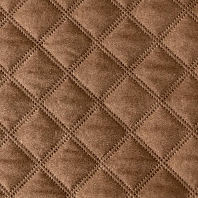 jejeloiu Brown Quilted Mattress Pad, 100% Waterproof Breathable Twin Bedding Fitted Sheet Mattress Protector 14" Deep Pocket Cotton Snow Down Alternative Filling Mattress Cover (Twin,Brown)